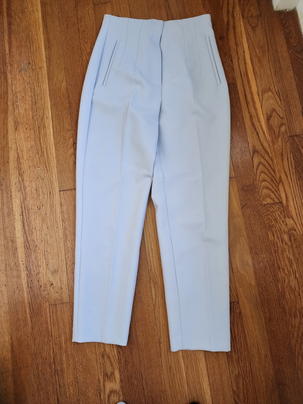 Zara Pale Blue High-Waist Tapered Trousers